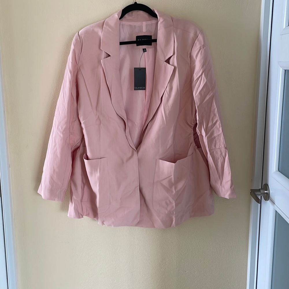 Cutout Detail Tie Waist Blazer by Eloquii